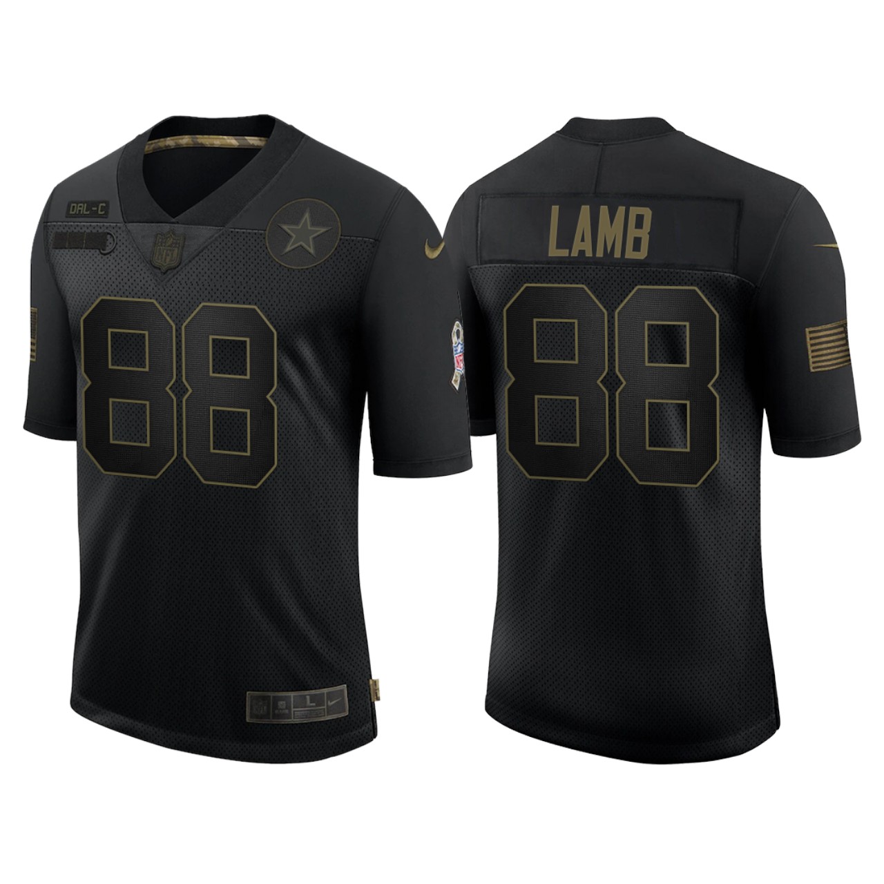 Men's Dallas Cowboys #88 CeeDee Lamb 2020 Black NFL Salute To Service Limited Stitched Jersey